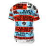 *Tee – All Over Print (Front & Back) – Wilmer’s Park – RE, Chuck, EU, Benny, Hot Cold Sweat & Obsession – Red & Light Blue Print - Image 2