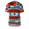 *Tee – All Over Print (Front & Back) – Wilmer’s Park – RE, Chuck, EU, Benny, Hot Cold Sweat & Obsession – Red & Light Blue Print - Image 4