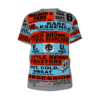 *Tee – All Over Print (Front & Back) – Wilmer’s Park – RE, Chuck, EU, Benny, Hot Cold Sweat & Obsession – Red & Light Blue Print - Image 3