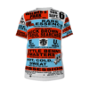 *Tee – All Over Print (Front & Back) – Wilmer’s Park – RE, Chuck, EU, Benny, Hot Cold Sweat & Obsession – Red & Light Blue Print - Image 7