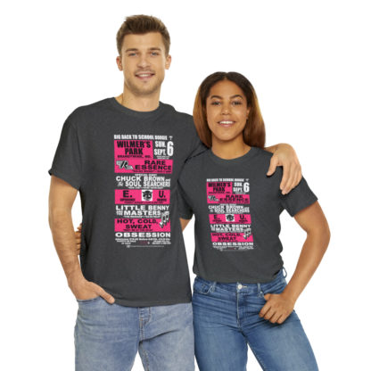 *Tee – Wilmer’s Park – RE, Chuck, EU, Benny, Hot Cold Sweat, Obsession - Pink Print on 4 Color Options - Image 8