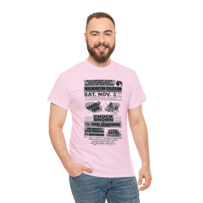 *Tee – Battle Of The Bands – Washington Coliseum – Trouble, EU, Chuck & Ayre Rayde – Grey Print on 12 Color Options - Image 85