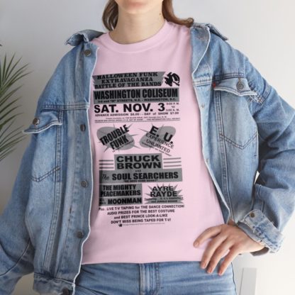 *Tee – Battle Of The Bands – Washington Coliseum – Trouble, EU, Chuck & Ayre Rayde – Grey Print on 12 Color Options - Image 88