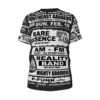 *Tee – All Over Print (Front & Back) – RE, AM-FM, Reality & Mighty Groovers – White Print (Black Letters) on 11 Color Options