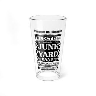 Mixing Glass, 16oz – Pomonkey Ball Diamond – Junk Yard – Black Print (White Letters) – Collector Item!