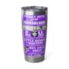 20oz Tumbler – Panorama Room – EU, Benny, Hot Cold Sweat– Electric Purple Print (White Letters) – Collector Item!