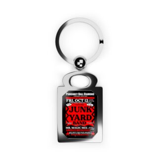 Keyring – Pomonkey Ball Diamond – Junk Yard – Red w/Black Background