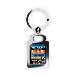 Keyring – Coliseum – EU, PeaceMakers, Redds & The Boys, Chance & Prophecy – Orange & Light Blue w/Black Background