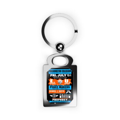 Keyring – Coliseum – EU, PeaceMakers, Redds & The Boys, Chance & Prophecy – Orange & Light Blue w/Black Background
