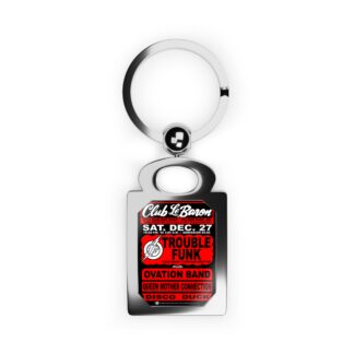 Keyring – Club Lebaron – Trouble Funk & Ovation – Red w/Black Background