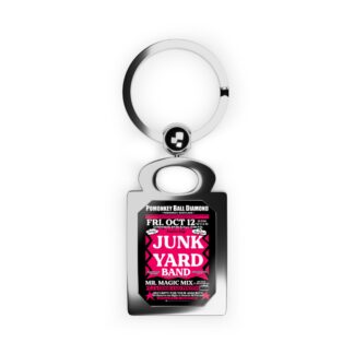 Keyring – Pomonkey Ball Diamond – Junk Yard – Magenta w/Black Background