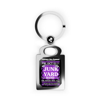 Keyring – Pomonkey Ball Diamond – Junk Yard – Purple w/Black Background