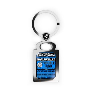 Keyring – Club Lebaron – Trouble Funk & Ovation – Blue w/Black Background