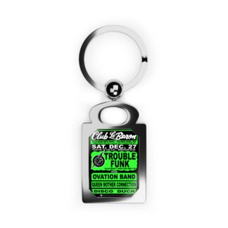 Keyring – Club Lebaron – Trouble Funk & Ovation – Apple Green w/Black Background
