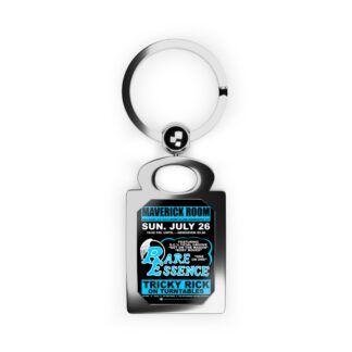 Keyring – Maverick Room – Rare Essence – Light Blue w/Black Background