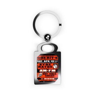 Keyring – Cheriy's – Ayre Rayde, AM-FM & Hot, Cold, Sweat – Orange w/Black Background