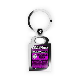Keyring – Club Lebaron – Trouble Funk & Ovation – Purple Magenta w/Black Background