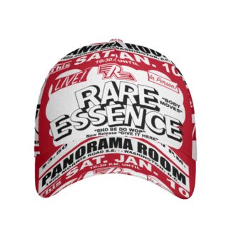 *Baseball Hat – Panorama Room – Rare Essence – White Print on Red
