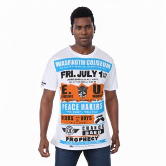 *Tee – Full Print - Coliseum – EU, PeaceMakers, Redds & The Boys, Chance & Prophecy – Orange & Light Blue Print