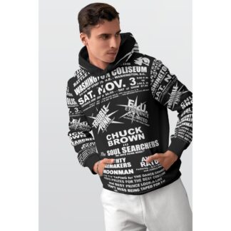 *Hoodie – All Over Print (Front & Back) – Washington Coliseum – Battle Of The Bands – White on Black