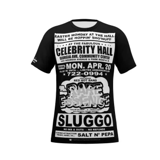 *Tee – Full Print – Celebrity Hall – Rare Essence, Sluggo, Salt N Pepa – White Print on Black
