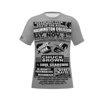 *Tee – Full Print – Battle Of The Bands – Washington Coliseum – Trouble, EU, Chuck & Ayre Rayde – Black & White on Formal Grey