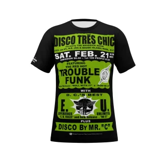 *Tee – Full Print – Disco Tres Chic – Trouble Funk & EU – Apple Green Print on White