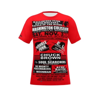 *Tee – Full Print – Battle Of The Bands – Washington Coliseum – Trouble, EU, Chuck & Ayre Rayde – Black & White on Red