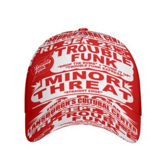 *Baseball Hat – Lansburgh Center – Trouble Funk, Minor Threat & Big Boys – White on Red