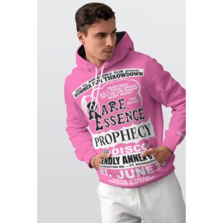 *Hoodie – Full Print – Friendly Annex – Rare Essence, Prophecy – Black & White on Hot Pink