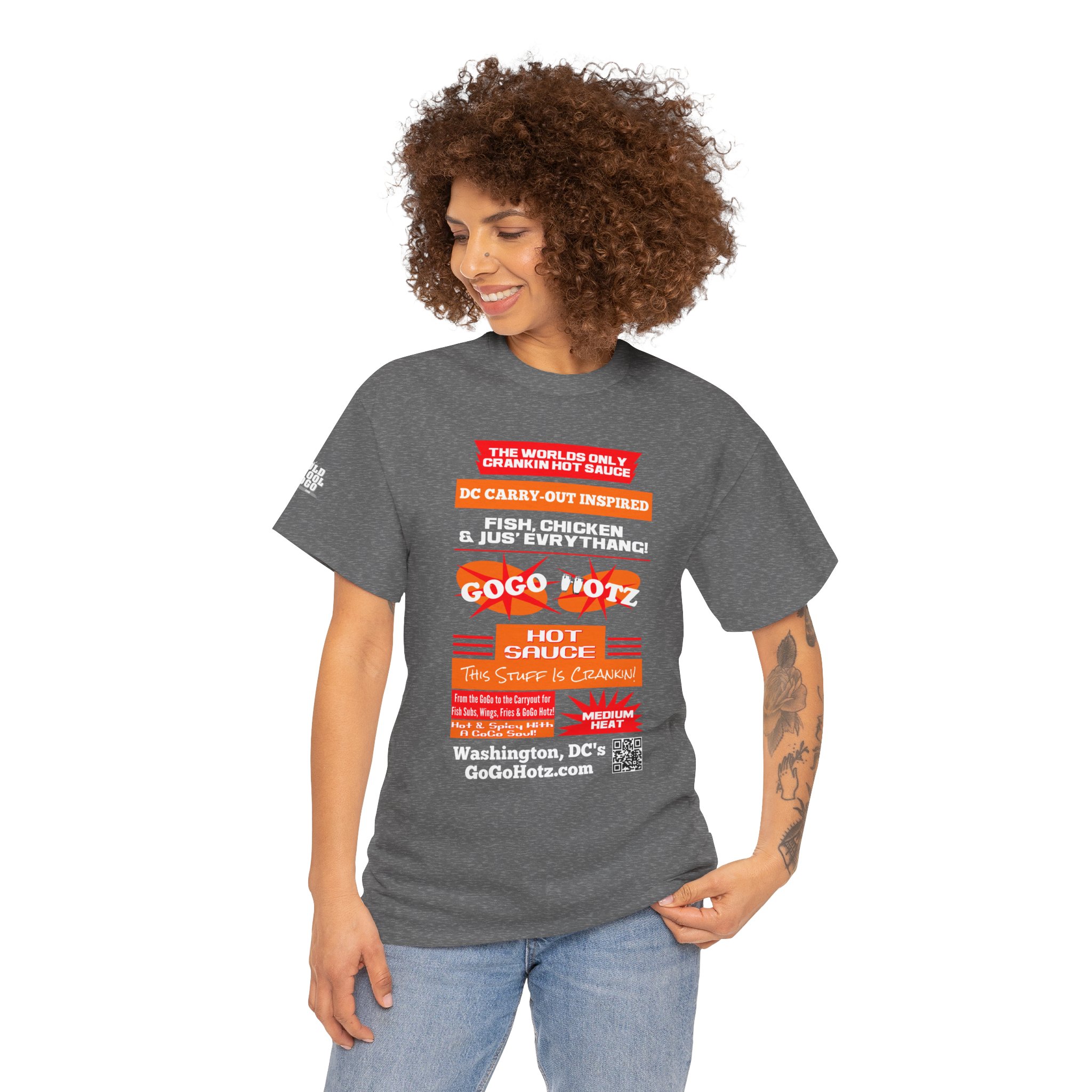 **Tee - GoGo Hotz - Red & Orange Print - Image 26