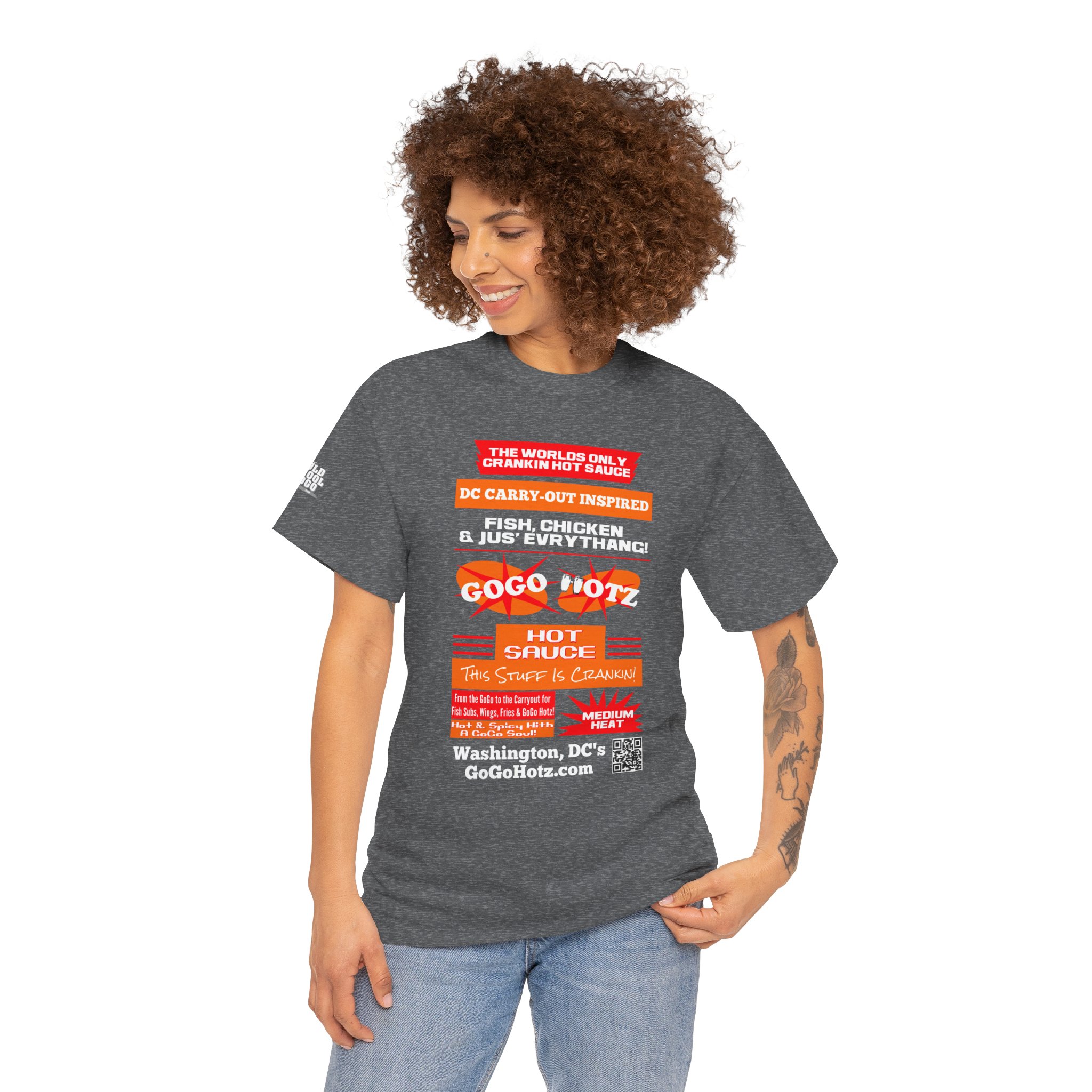 **Tee - GoGo Hotz - Red & Orange Print - Image 12