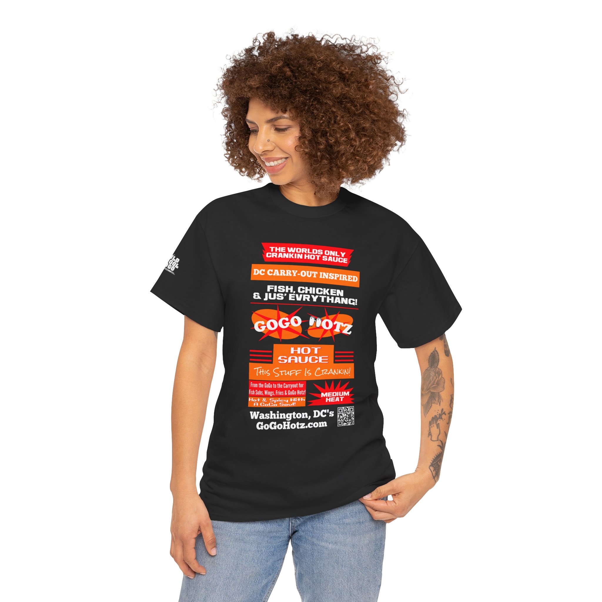 **Tee - GoGo Hotz - Red & Orange Print - Image 5