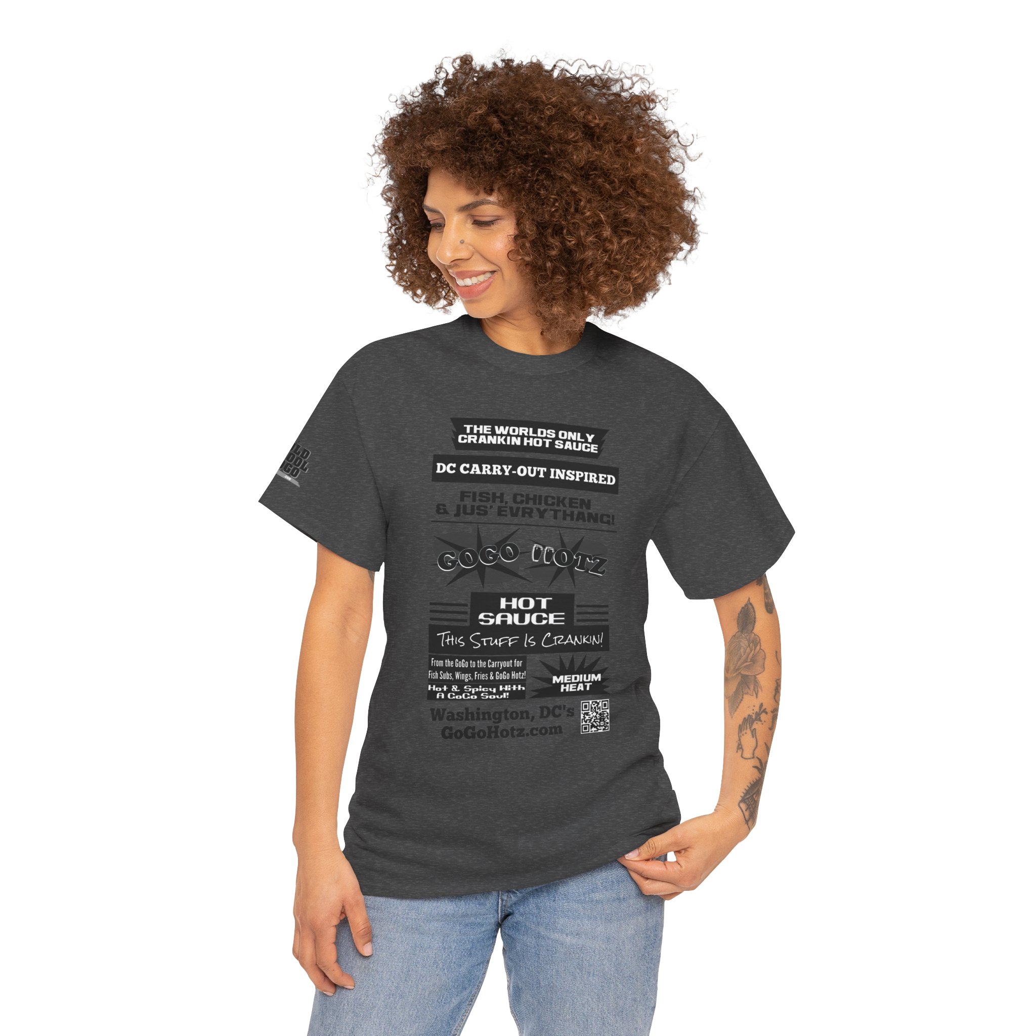 **Tee – GoGo Hotz – Black & Grey Print - Image 16