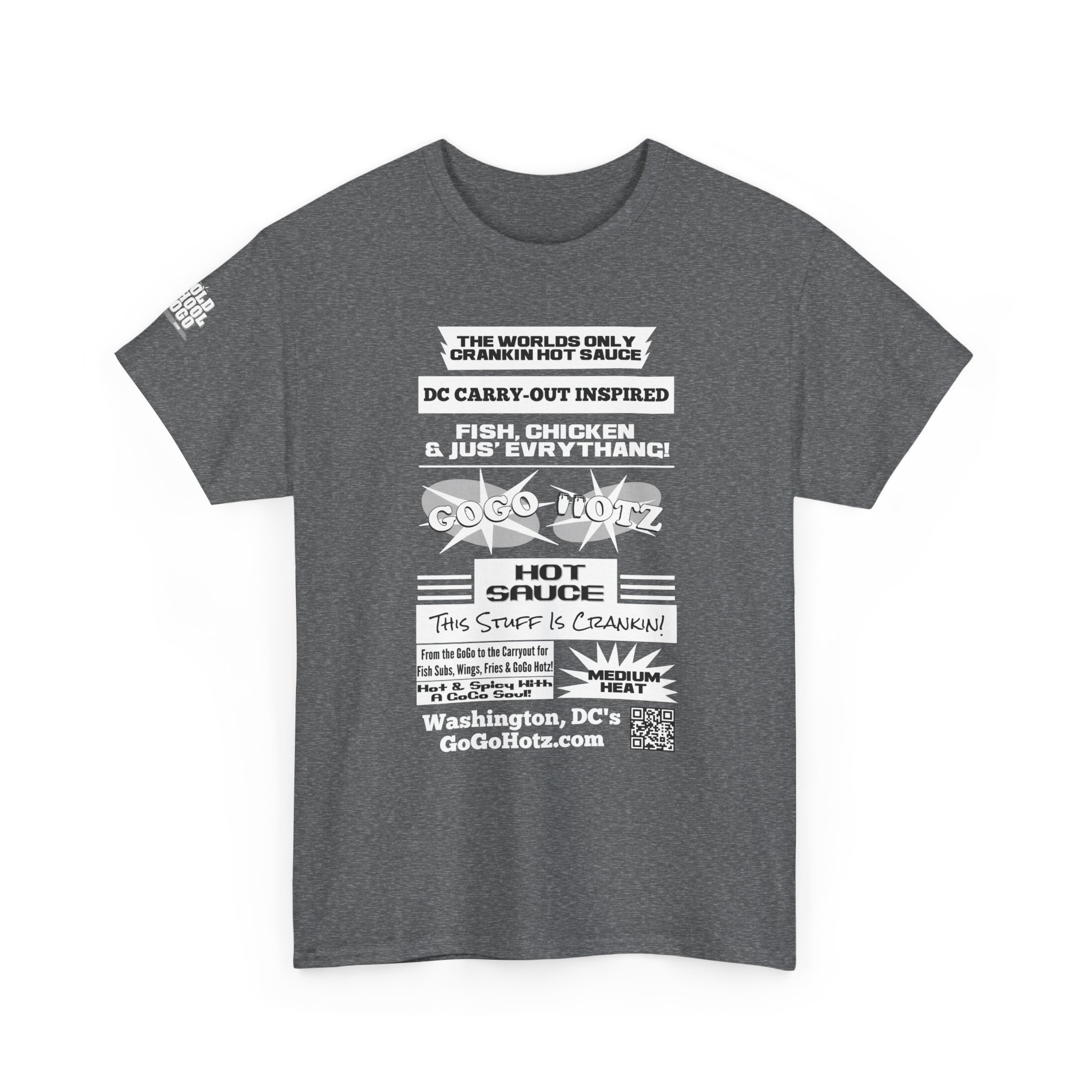 **Tee - GoGo Hotz - White, Black & Grey Print - Image 7