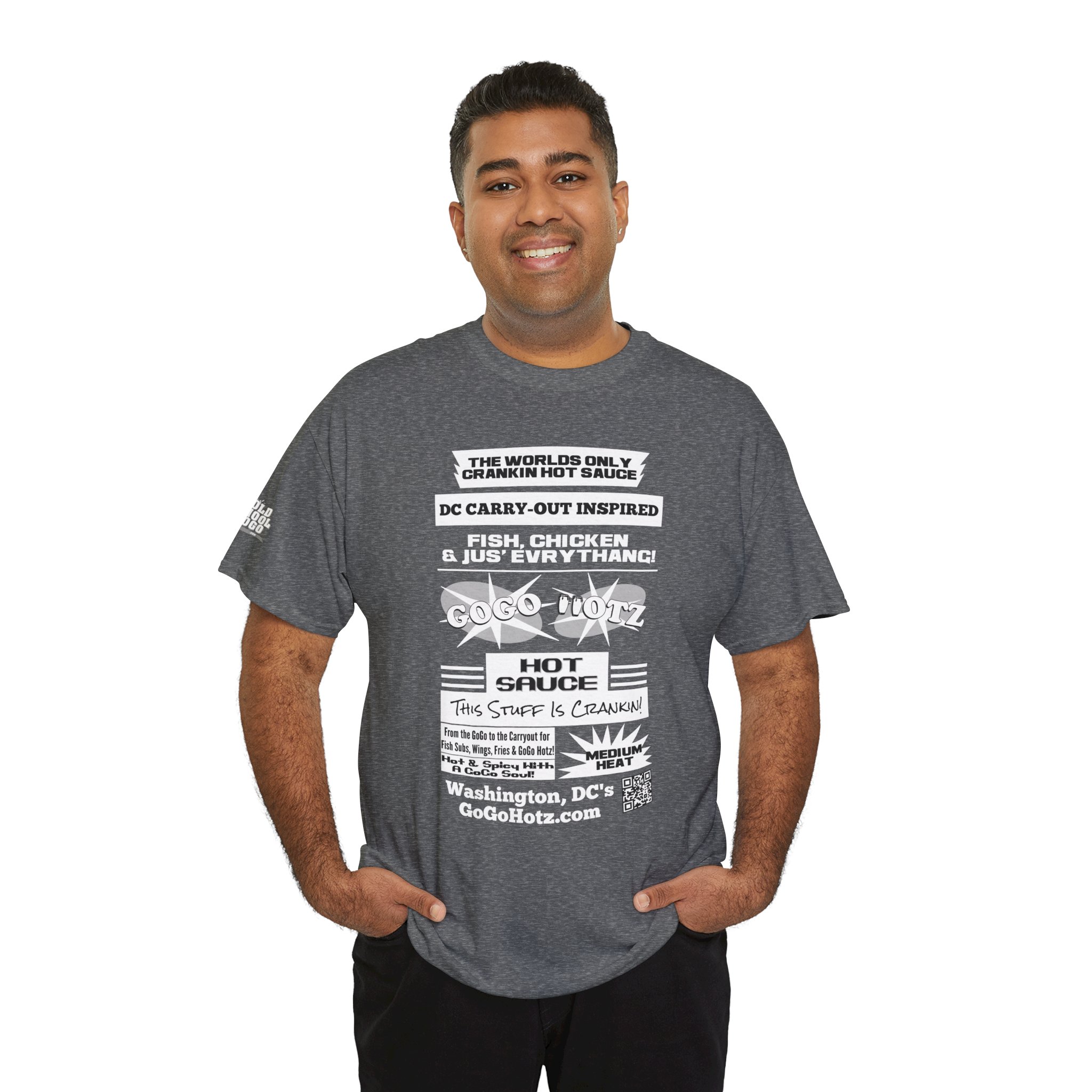 **Tee - GoGo Hotz - White, Black & Grey Print - Image 8