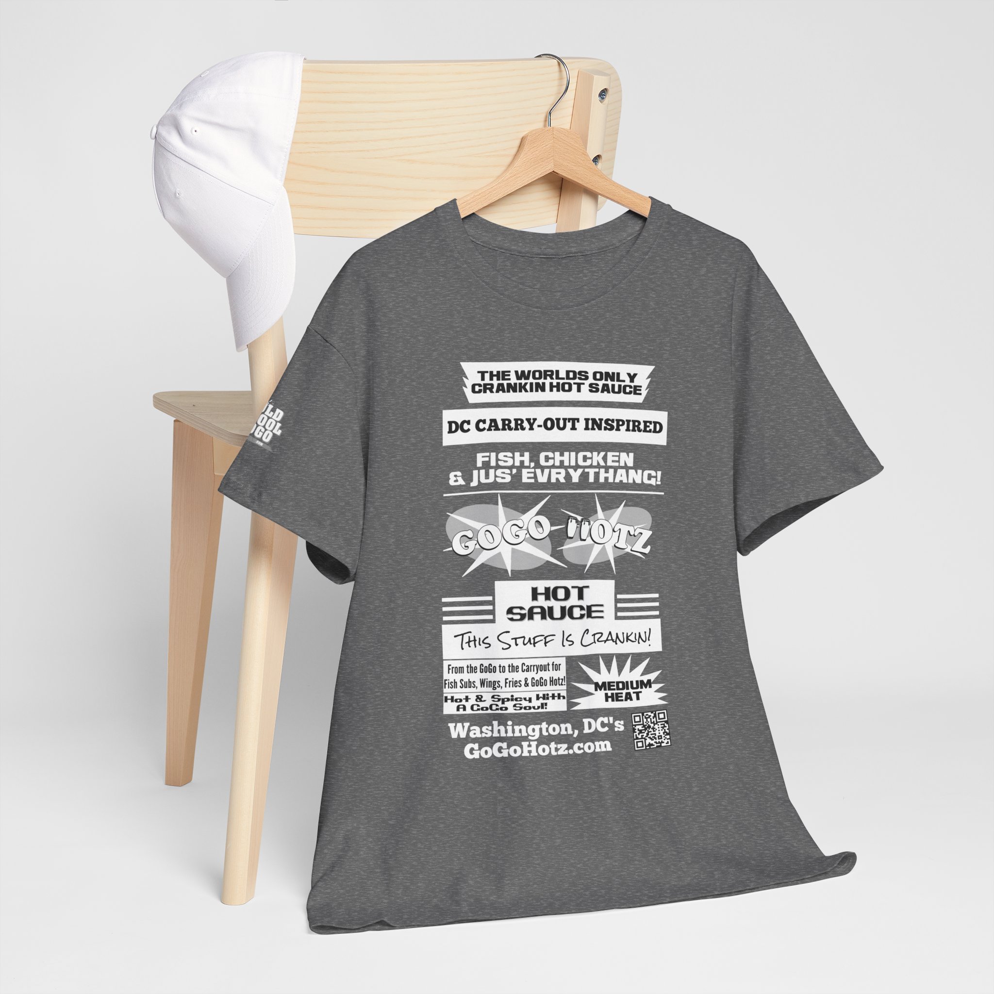 **Tee - GoGo Hotz - White, Black & Grey Print - Image 14