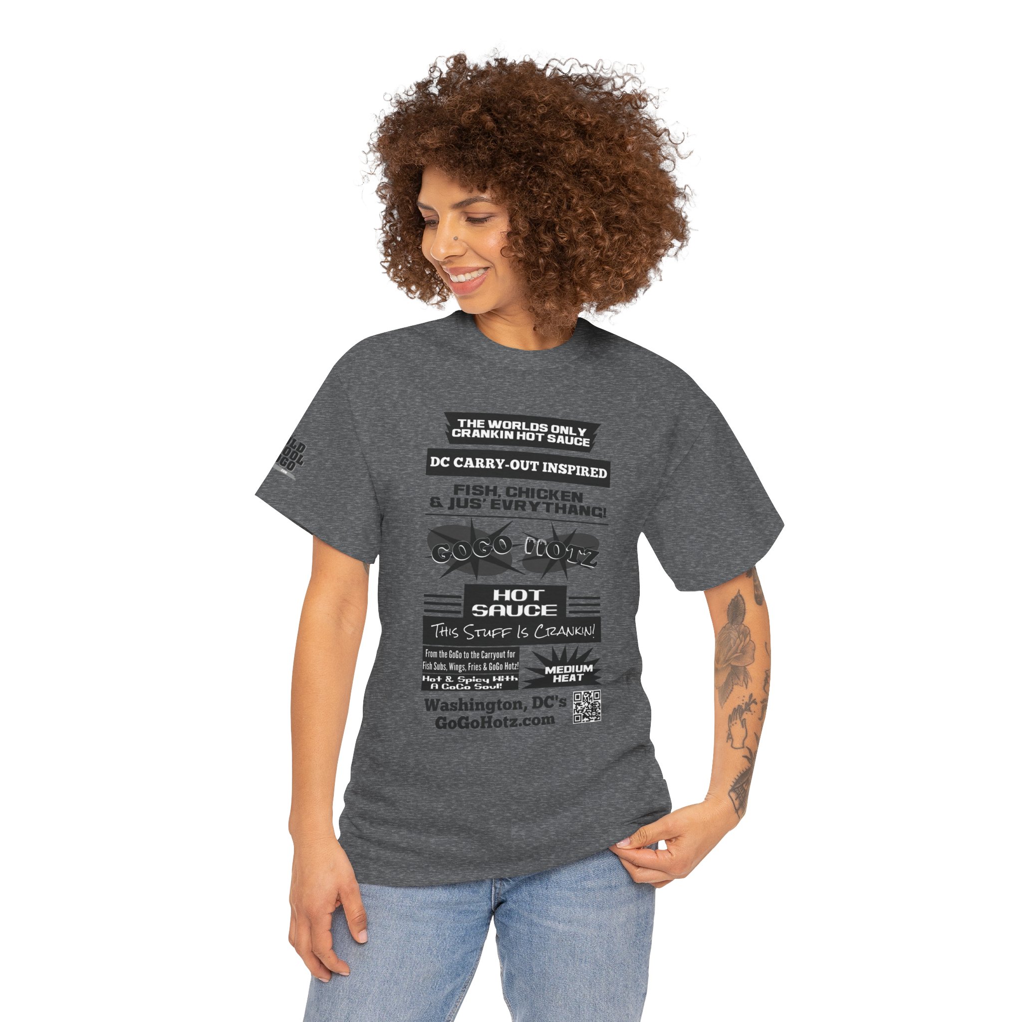 **Tee – GoGo Hotz – Black & Grey Print - Image 9