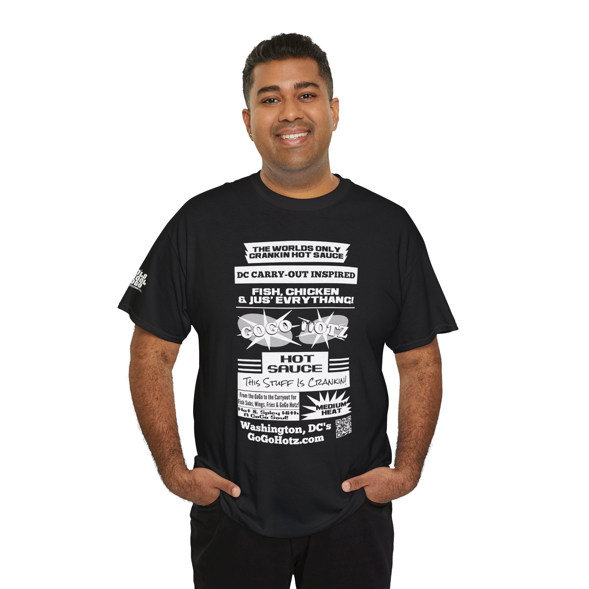 **Tee - GoGo Hotz - White, Black & Grey Print - Image 4