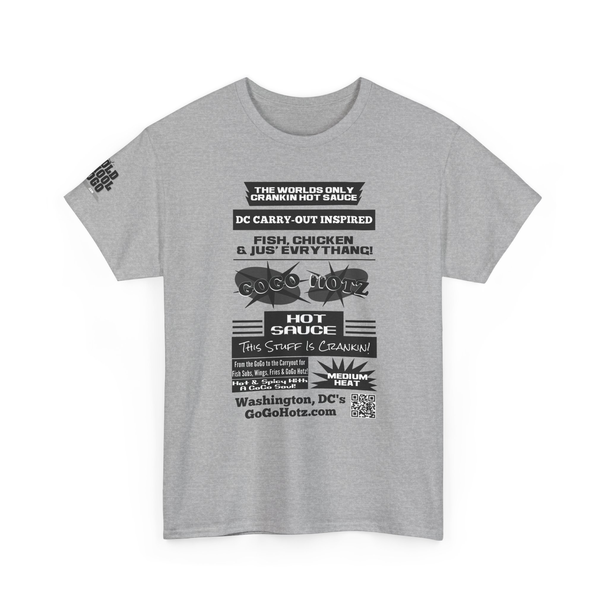 **Tee – GoGo Hotz – Black & Grey Print - Image 2