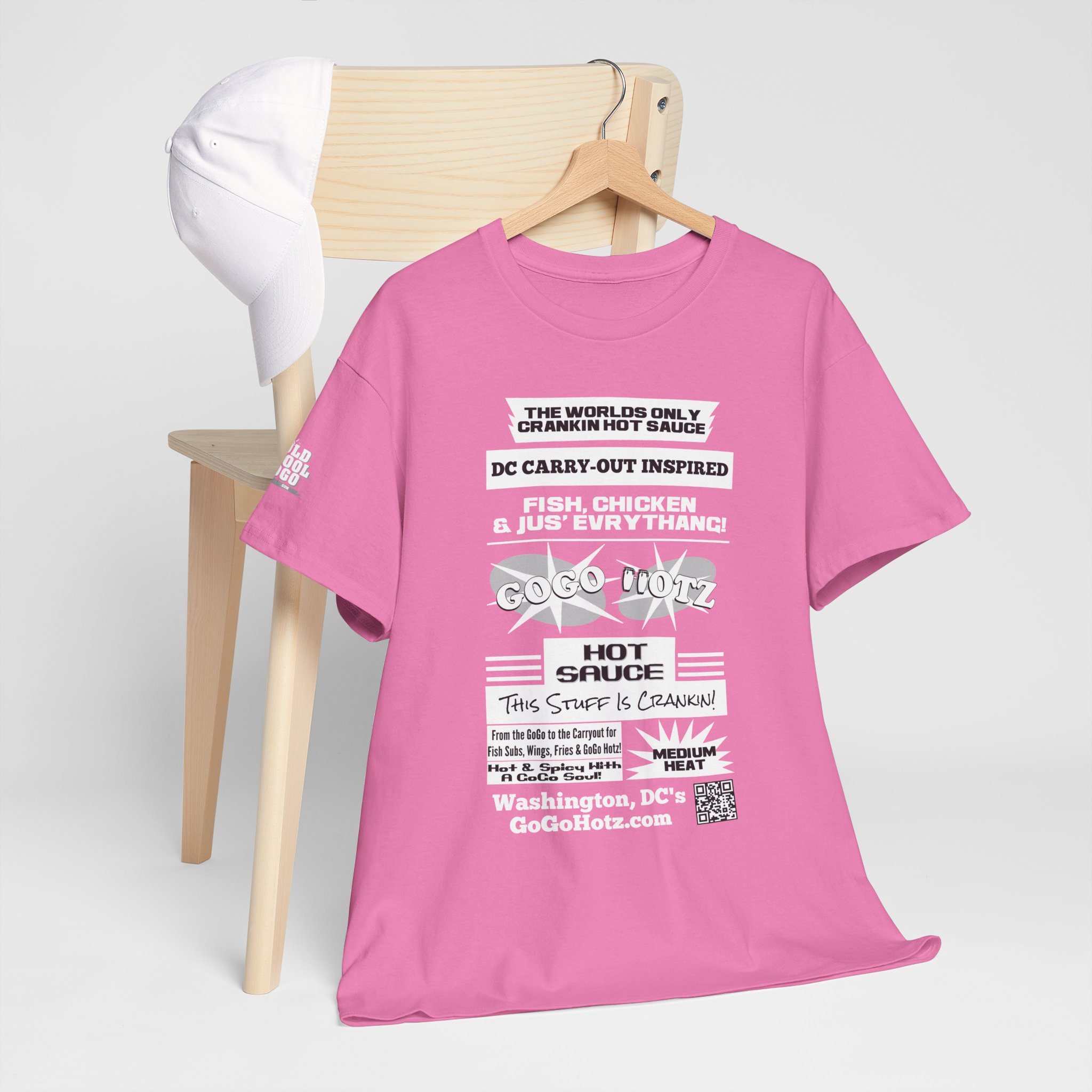 **Tee - GoGo Hotz - White, Black & Grey Print - Image 43