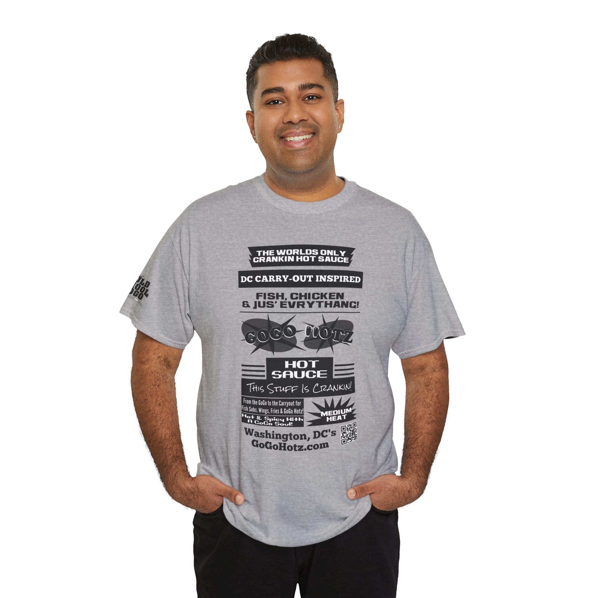 **Tee – GoGo Hotz – Black & Grey Print - Image 4
