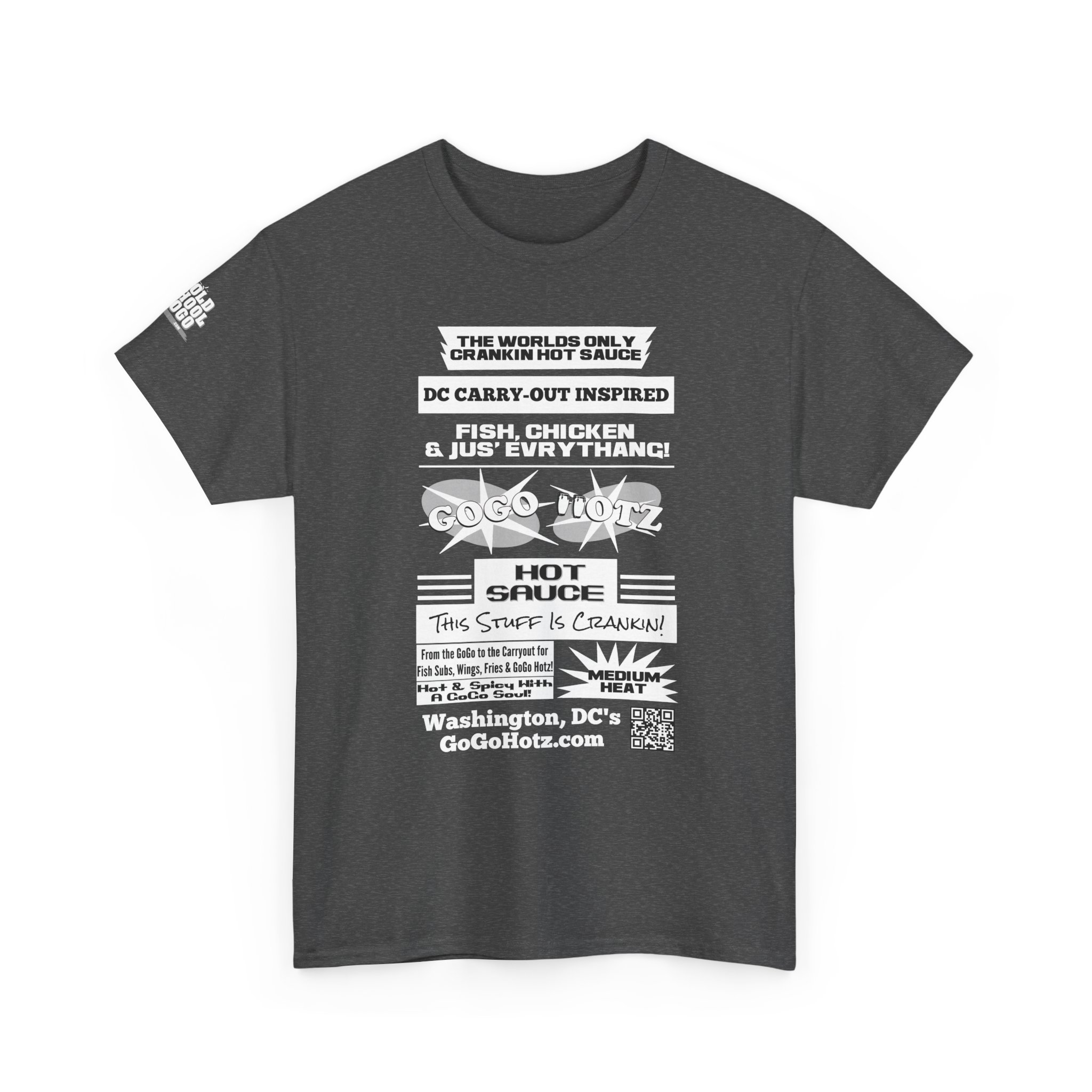 **Tee - GoGo Hotz - White, Black & Grey Print - Image 11