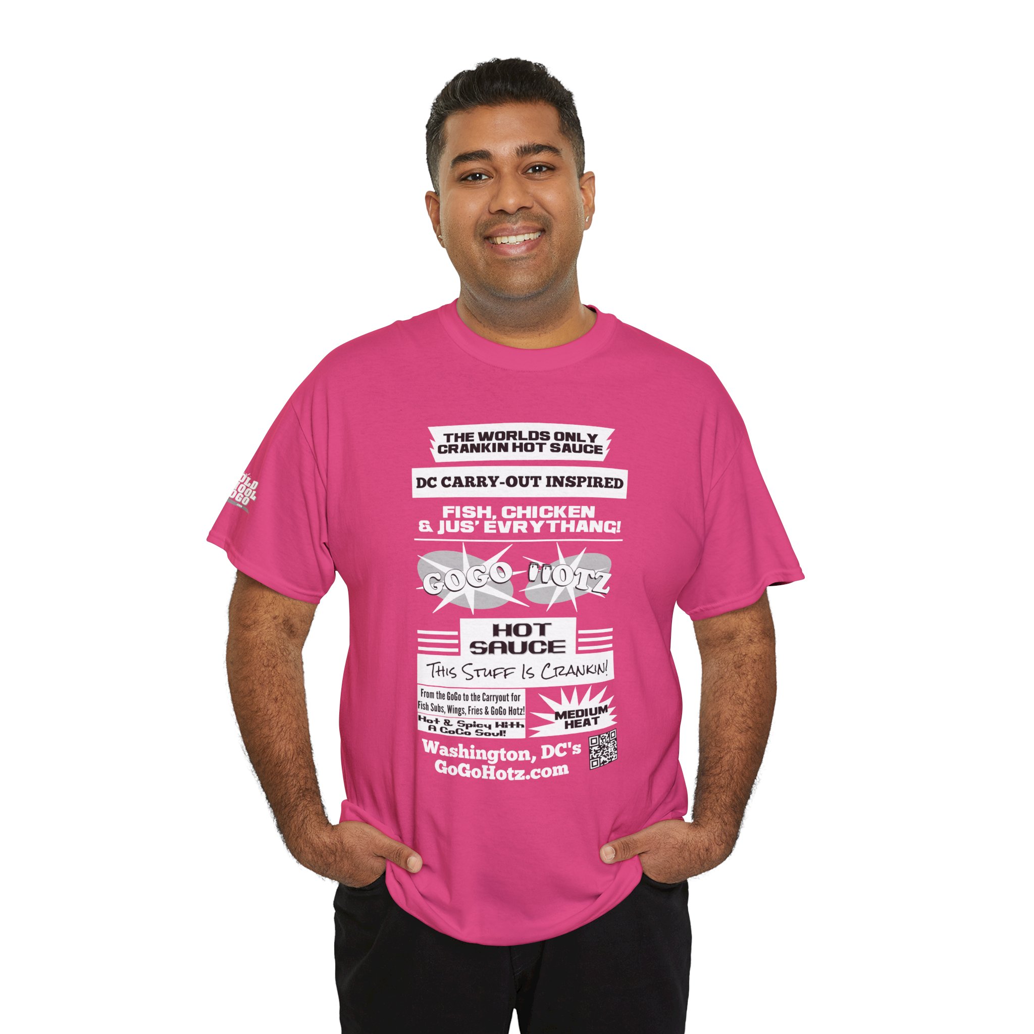 **Tee - GoGo Hotz - White, Black & Grey Print - Image 48