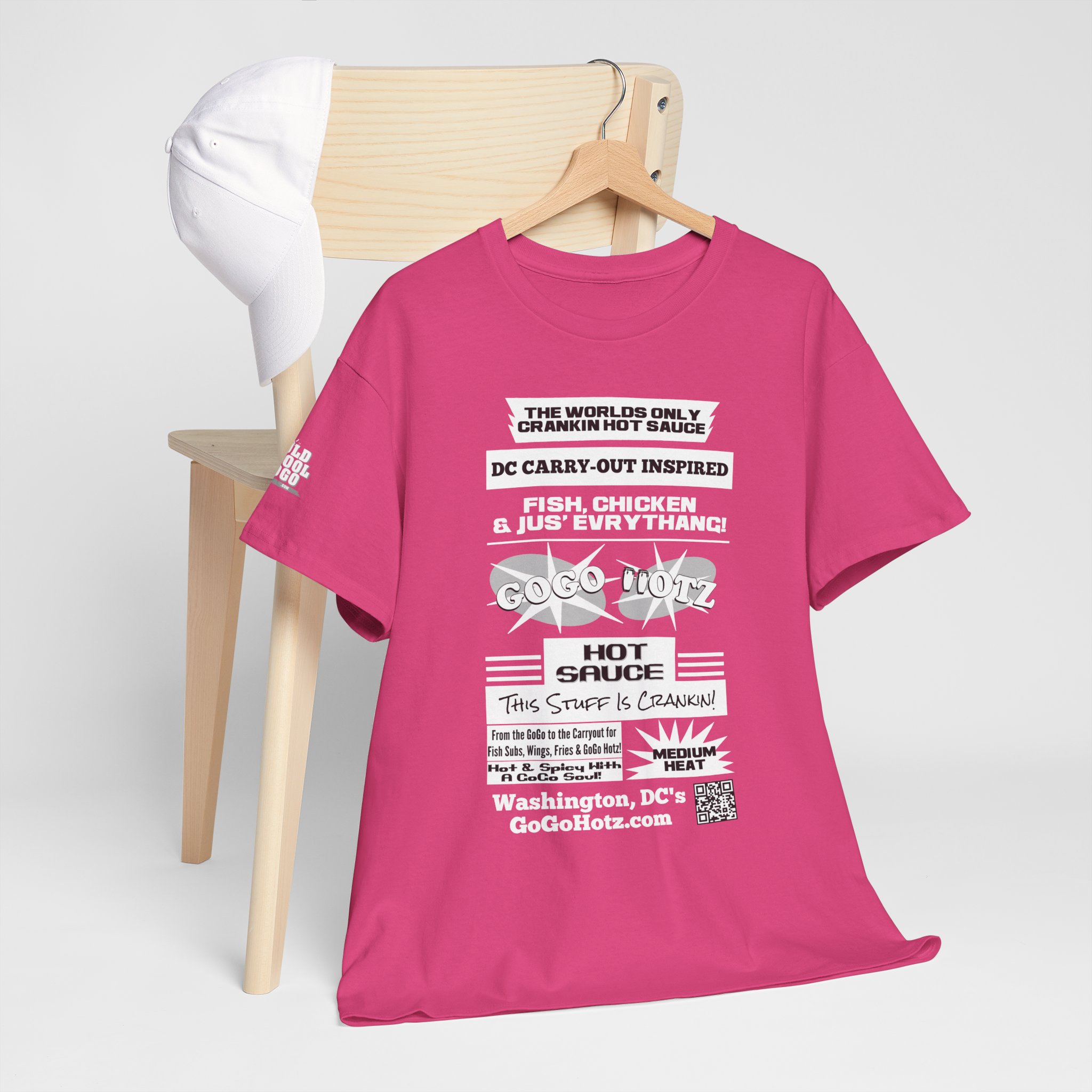 **Tee - GoGo Hotz - White, Black & Grey Print - Image 47