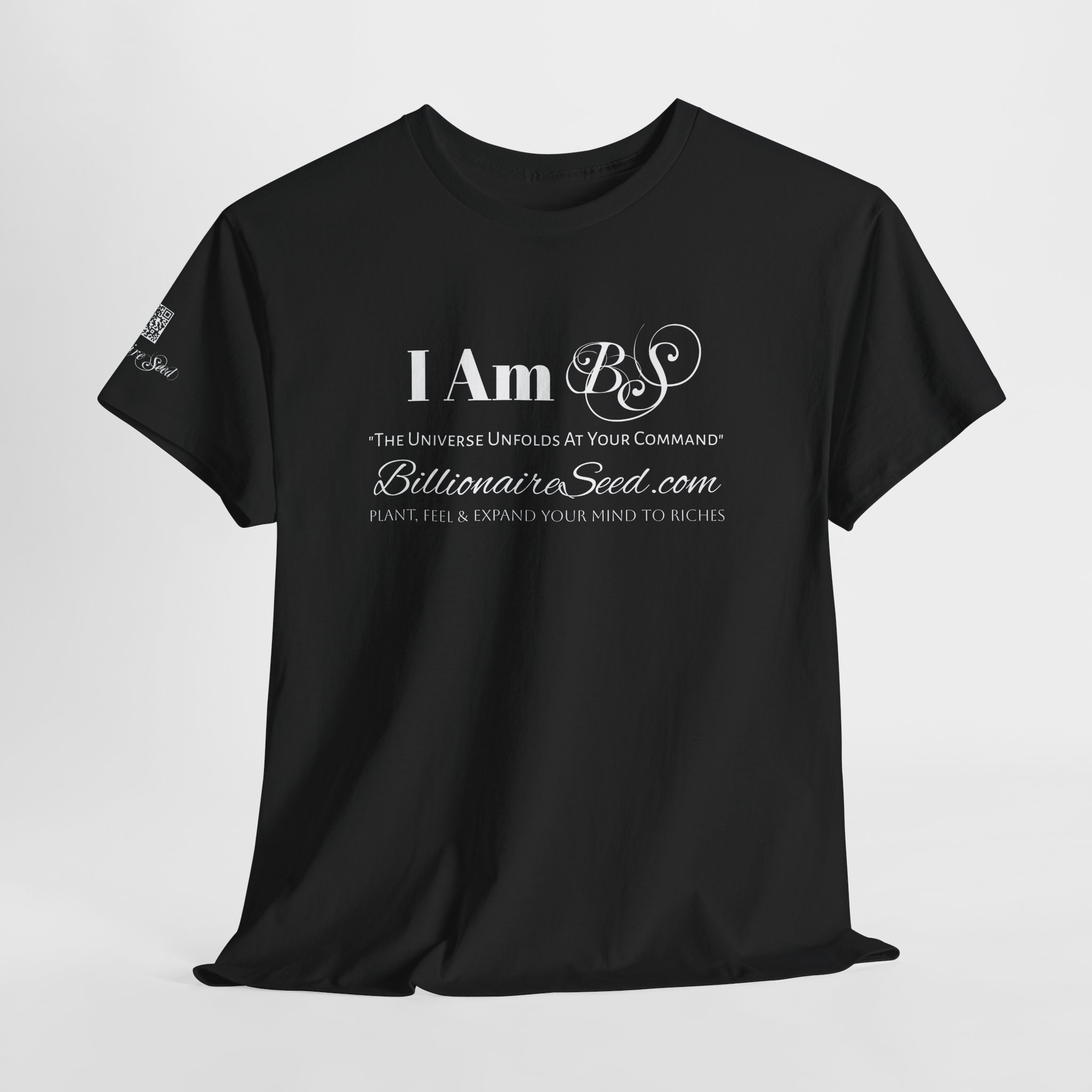 Billionaire Seed – The Universe Unfolds At Your Command - White Print Tee - Image 5